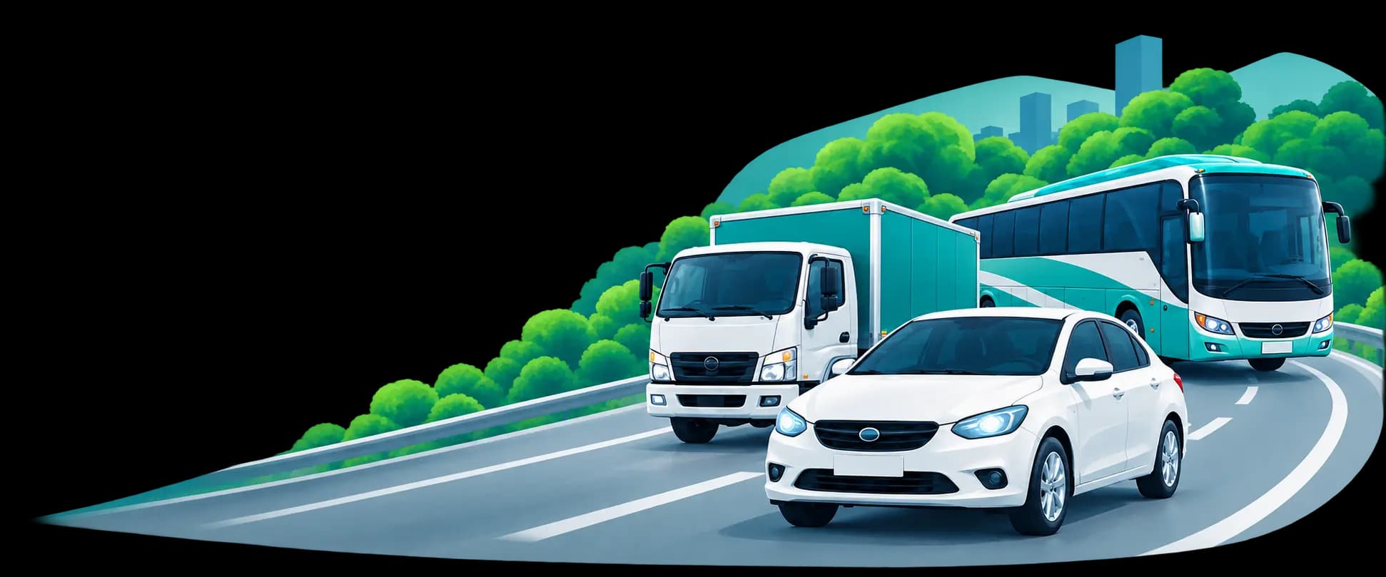 Ô tô con, xe tải và xe khách trên đường luyện thi GPLX