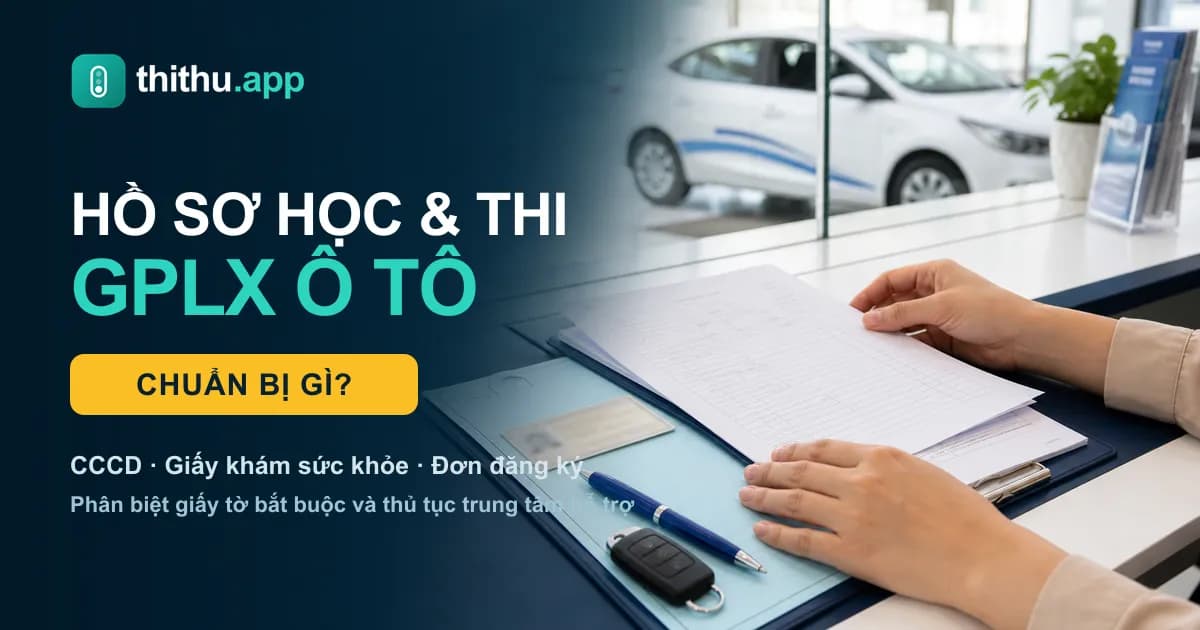 Hồ sơ học và thi GPLX ô tô gồm đơn đăng ký, CCCD và giấy khám sức khỏe