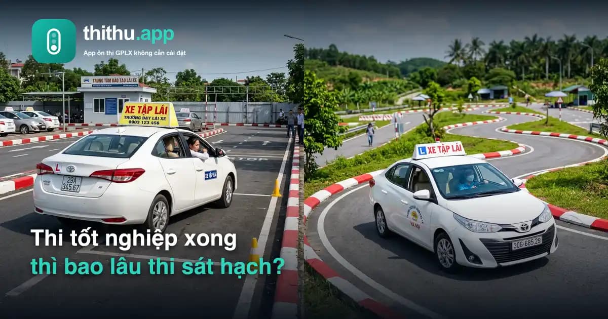 Xe tập lái ô tô thi bài thi ghép ngang và bài thi đường vòng quanh co trong sa hình sát hạch lái xe